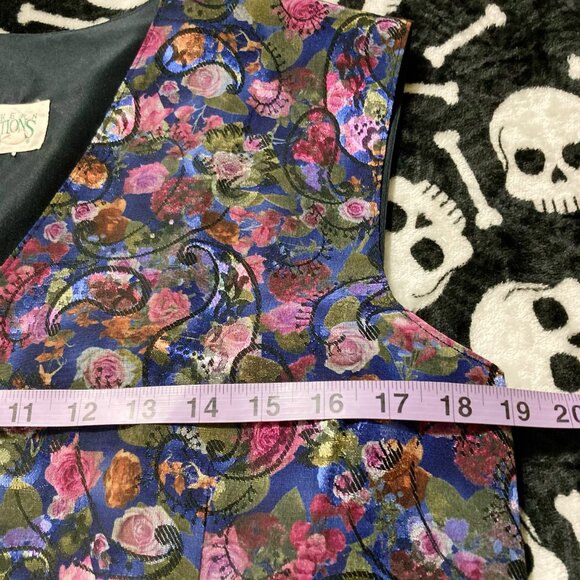 NORTHERN TRADITIONS Vintage floral print tapestry vest ~ LARGE fairycore top - Picture 7 of 10